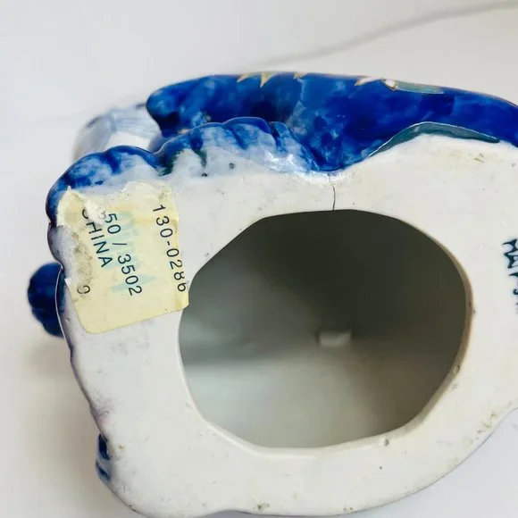 Vintage Hand Painted Porcelain Decorative Blue Sitting Cat Figurine 8” - Picture 12 of 12